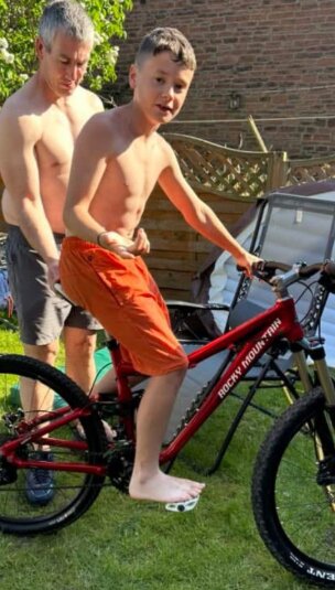 Layton on his mountain bike